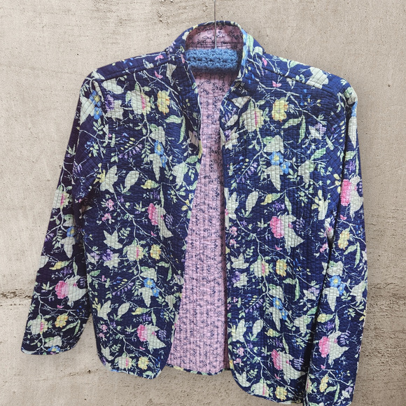 Handmade Reversible Floral Quilt Jacket - Picture 1 of 9